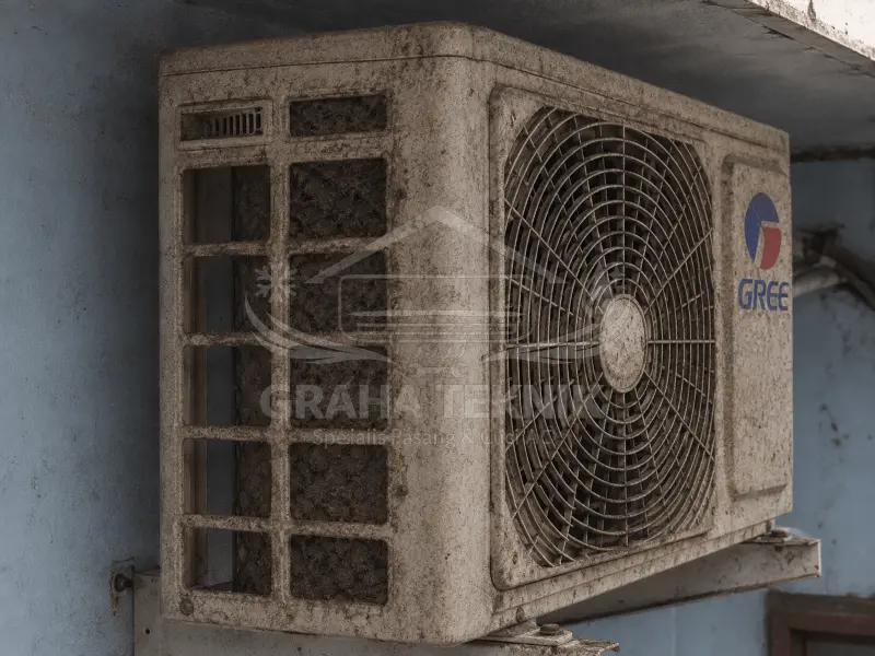 Outdoor Sebelum dicuci - hasil cuci AC Graha Teknik